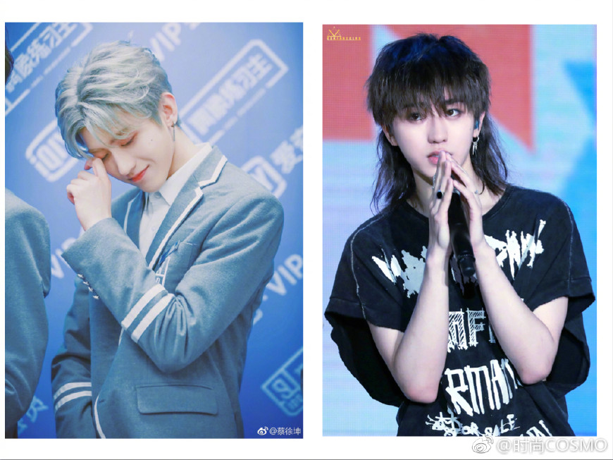 范丞丞绿头和黄明昊紫发造型,秦霄贤范丞丞gq盛典造型