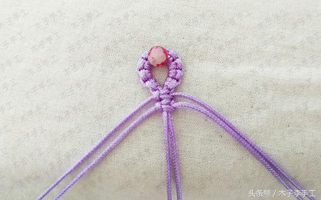 红绳小花手链编法,清新小花红绳手链编织