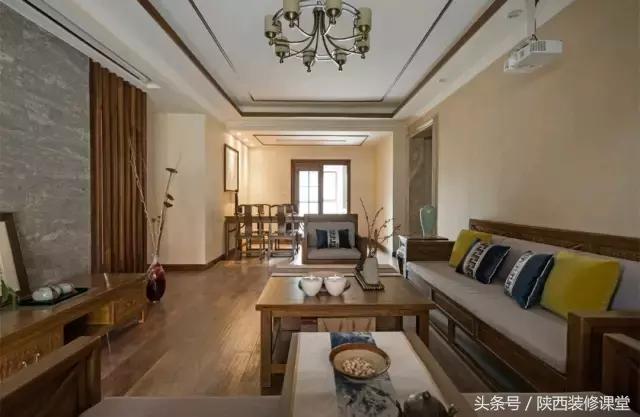 中式无主灯客厅吊顶效果图,80平客厅法式吊顶