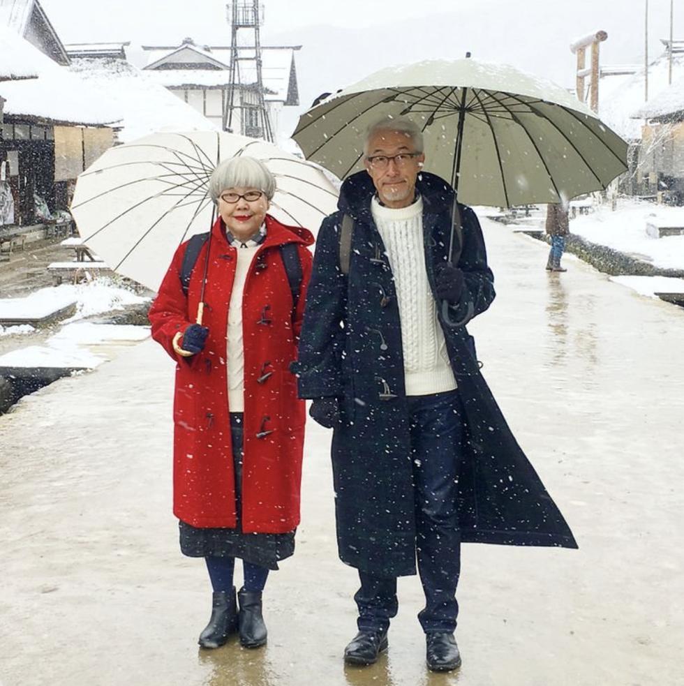 日本网红夫妇穿搭七十岁,日本bonpon夫妇穿搭