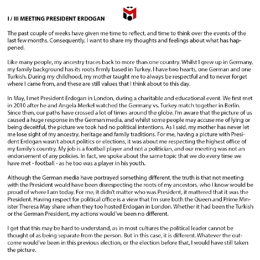 厄齐尔退出德国队的影响,厄齐尔宣布退役了吗