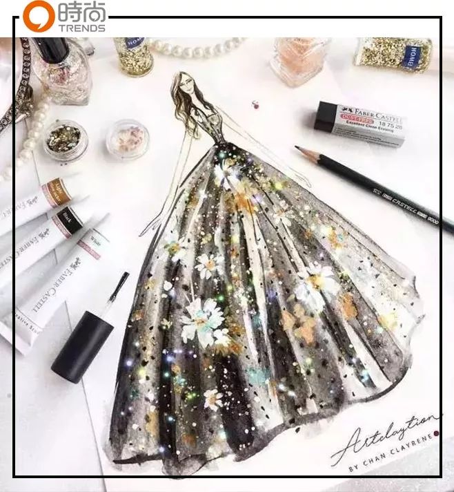 新加坡才女用口红和指甲油创作的高定礼服，居然比设计师手稿还要美！