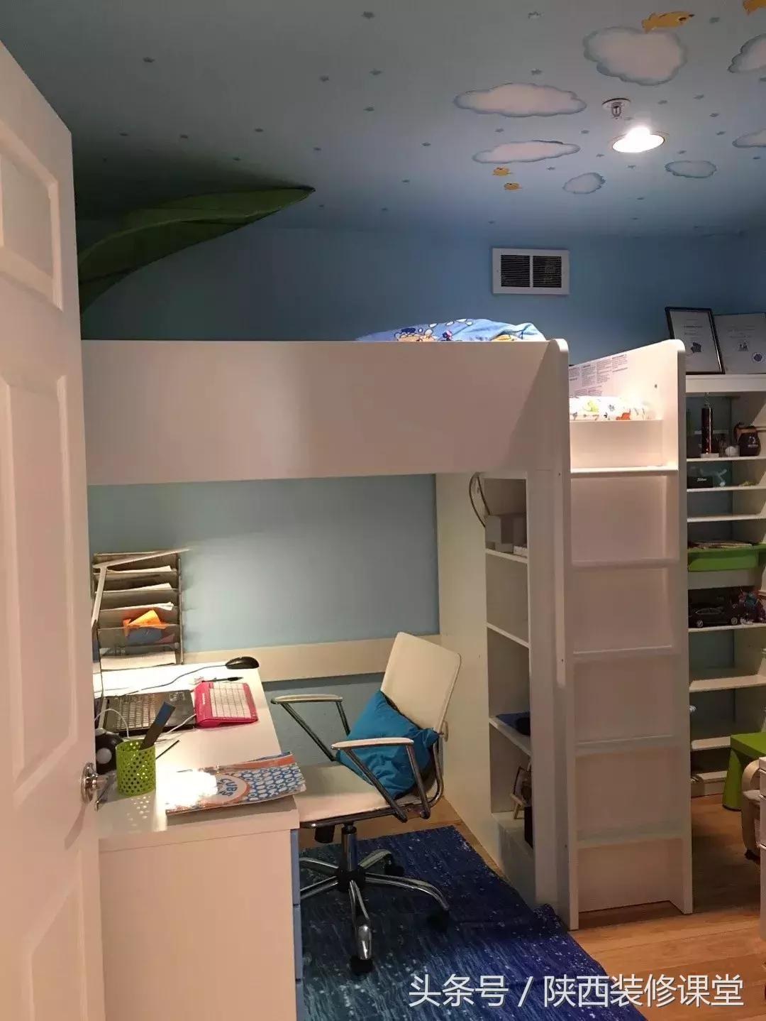 儿童房上床下桌一体效果图,30平小户型上床下桌