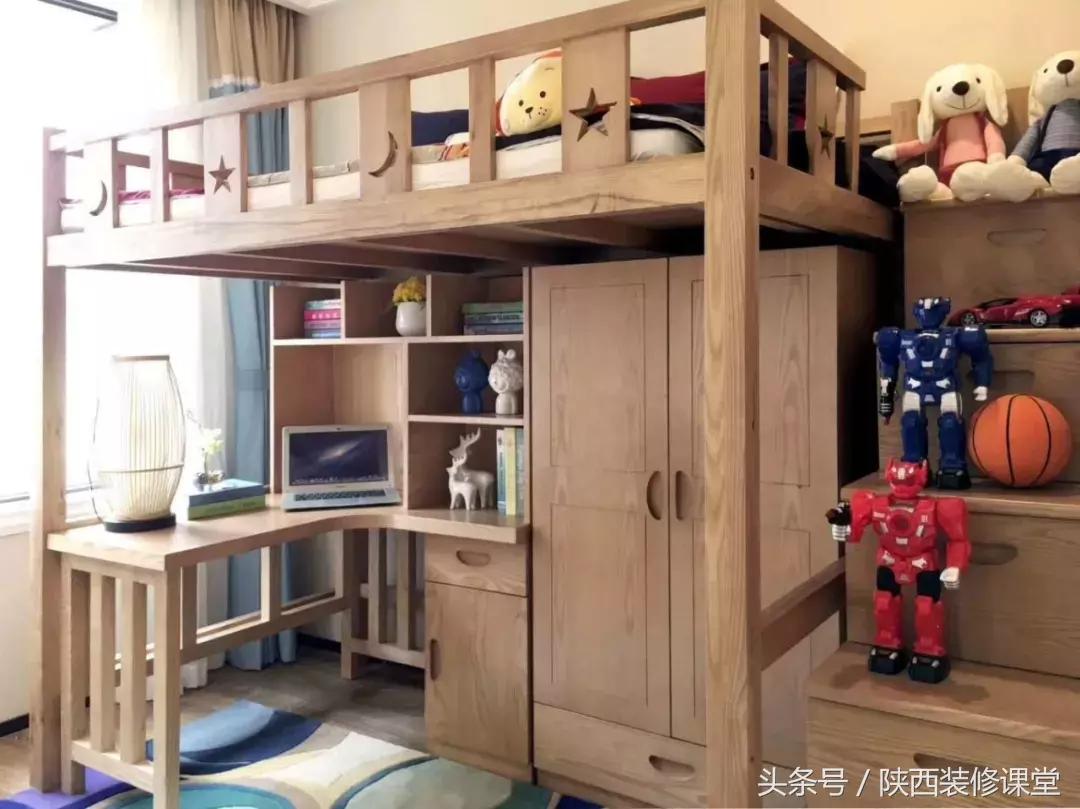 儿童房上床下桌一体效果图,30平小户型上床下桌