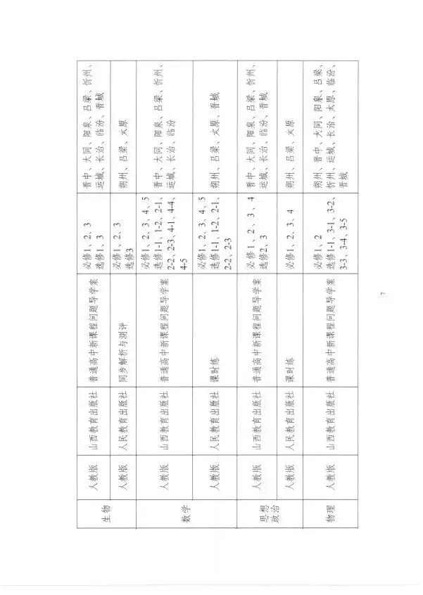 山西教育厅中小学教材,山西教育局关于人教版教材