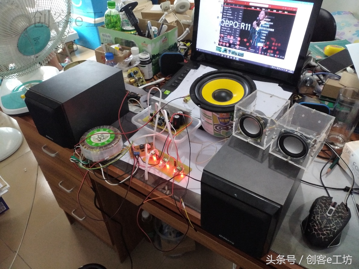 diy功放和品牌功放,重低音音箱制作过程