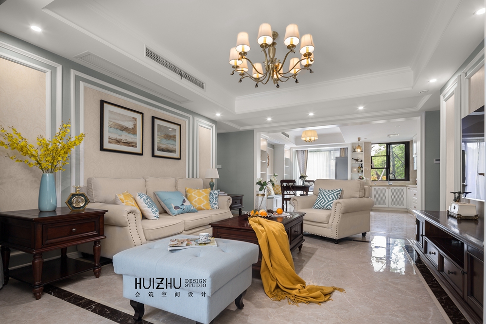 尼罗河蓝美式装修效果图,尼罗河蓝美式风格