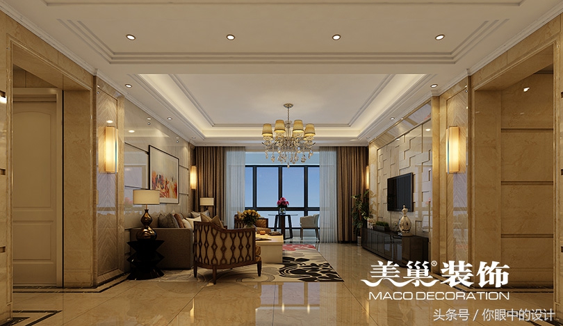 现代简约风格南北通透96平方两房,锦绣山河大户型装修效果图