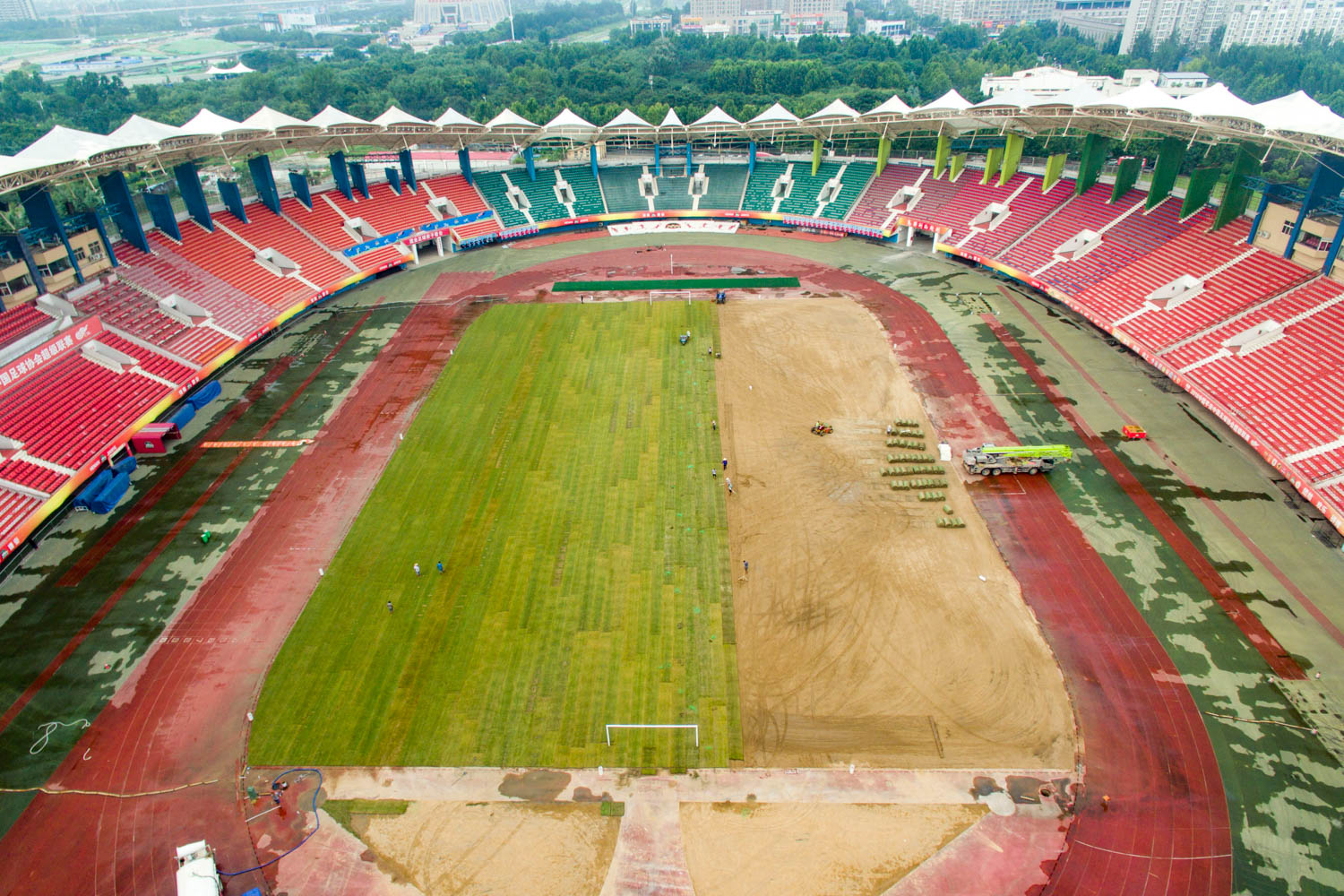 河南建业是不是换了草皮,河南建业草皮铺设
