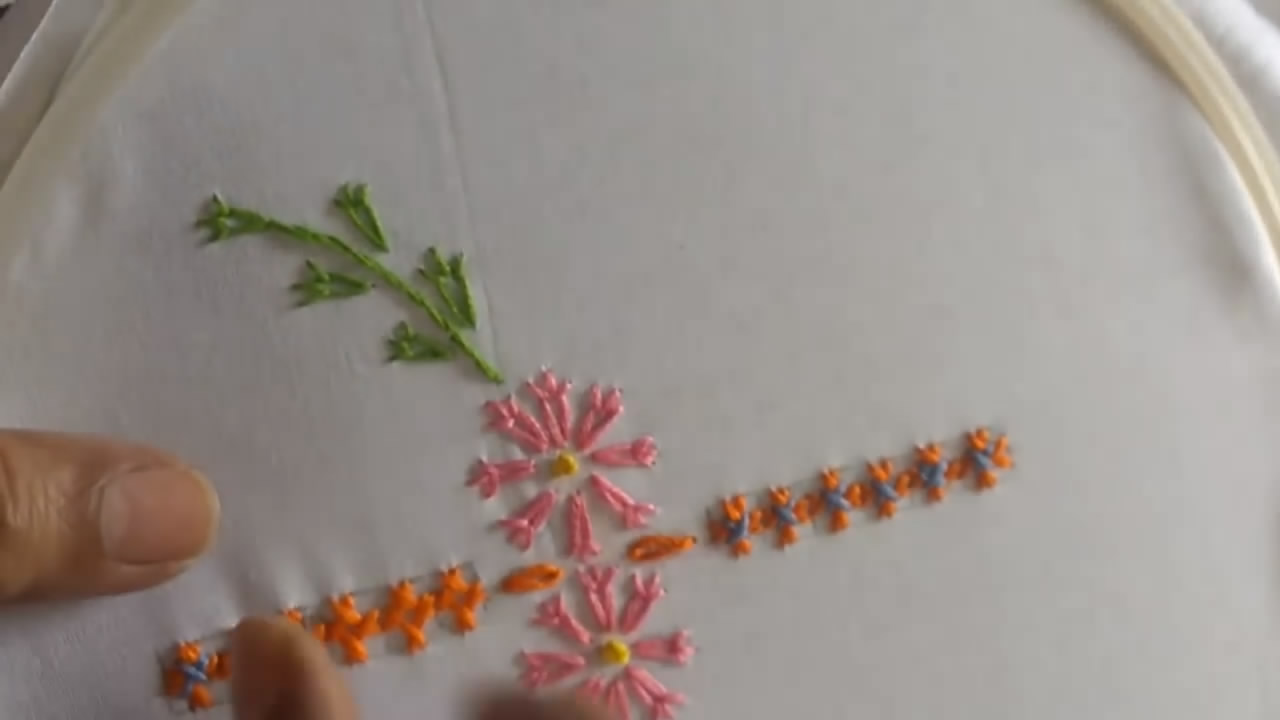 最简单刺绣花教程,刺绣教程简单图案花束