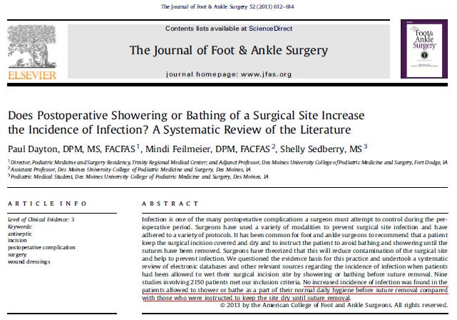 权威研究结果显示：手术后，很可能不等伤口拆线，就可以洗澡了