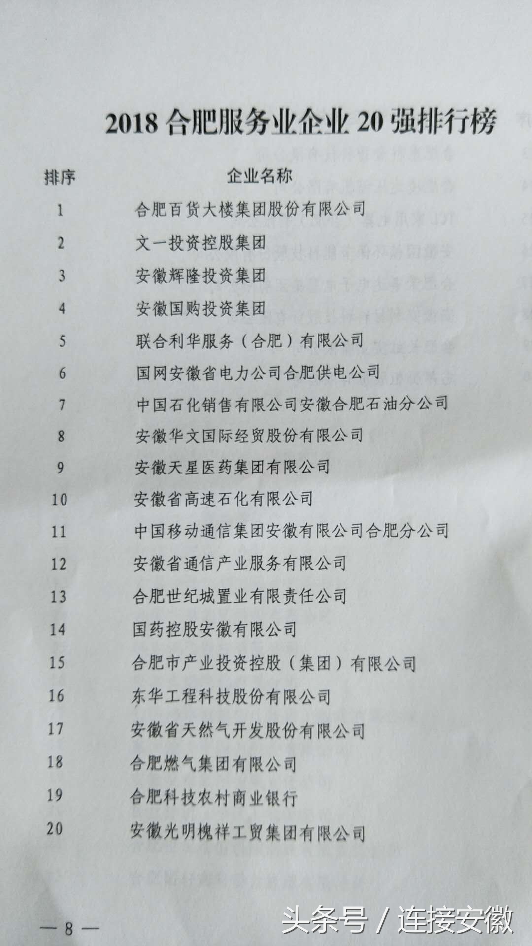 2017合肥企业50强排名,合肥百强企业排名榜