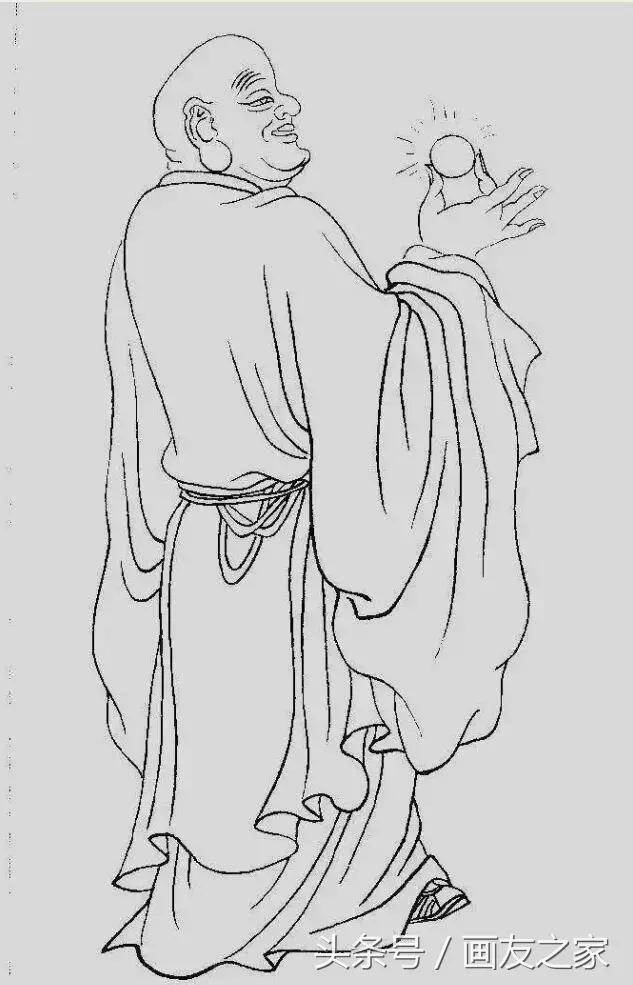 工笔画底稿十八罗汉图,工笔画罗汉图小作品