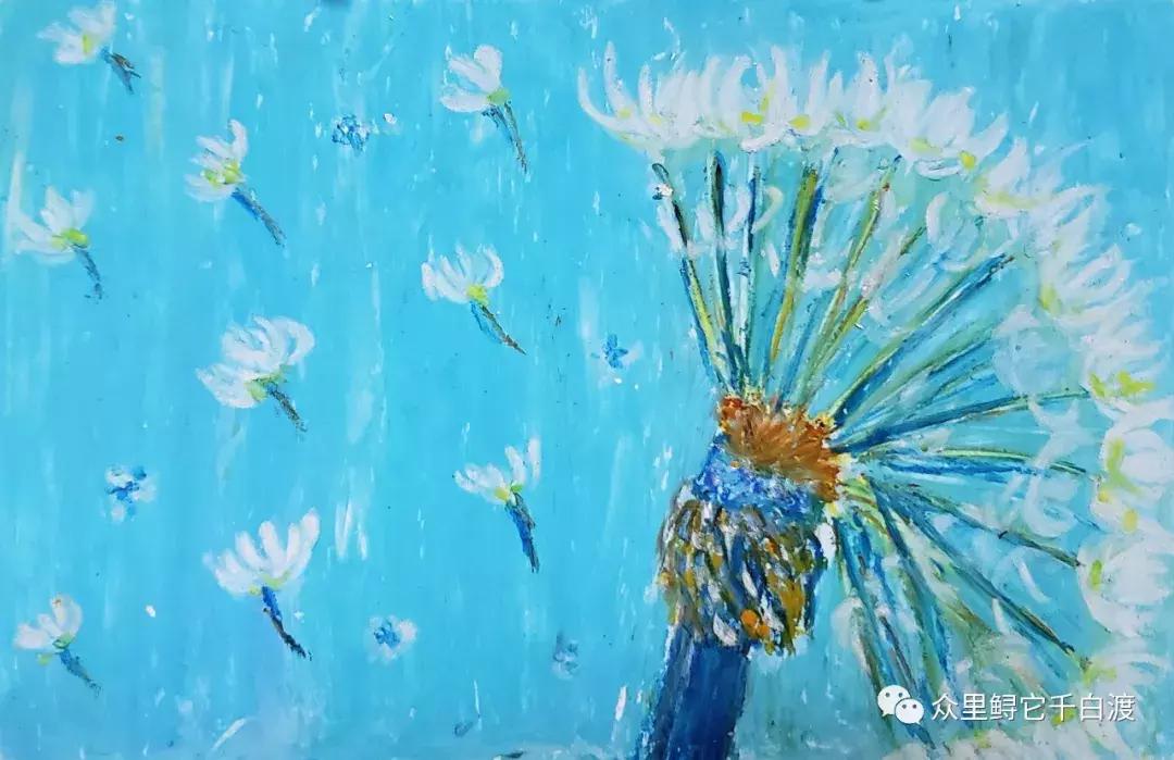 油画棒蒲公英教程简单图,圣诞油画棒教程