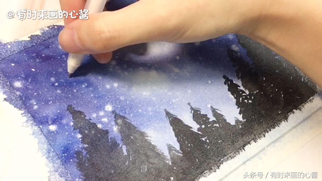 用水彩笔画星空简单一点不用加水,只用水彩笔画星空不用荧光笔和水