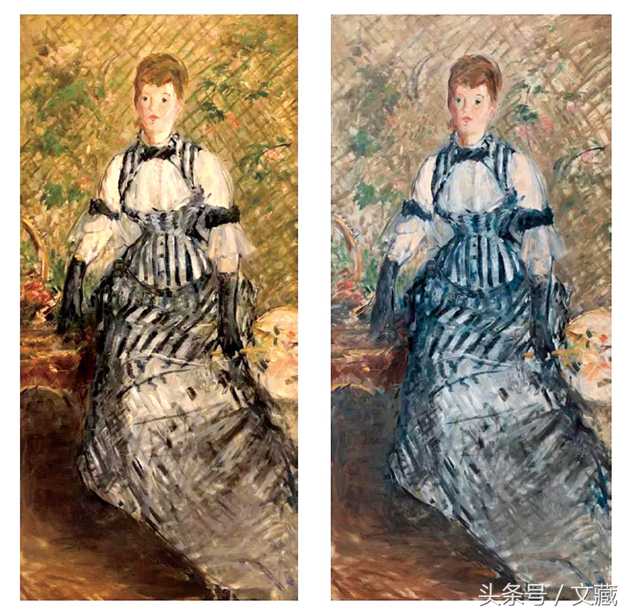 这条裙子到底是什么颜色？复原马奈《穿着条纹裙子的女人》