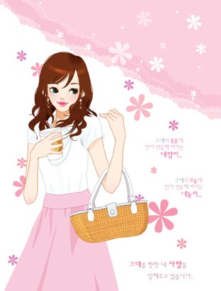 韩国儿童插画可爱小女孩图片 (韩国可爱女性插画)