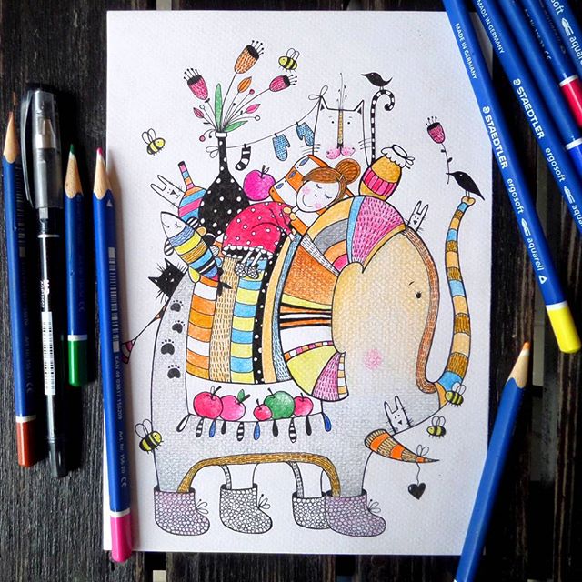 超漂亮的彩铅画,哈利波特彩铅手绘简单插画