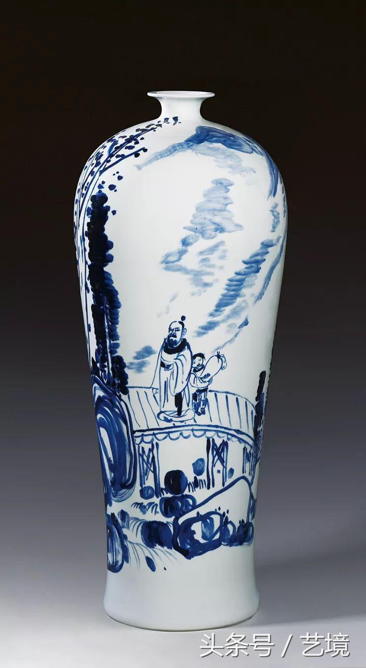 古涧一枝梅原文,梅兰竹菊手绘釉上彩瓷板画