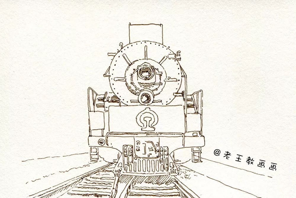 怎么画火车头水彩,写生水彩火车头