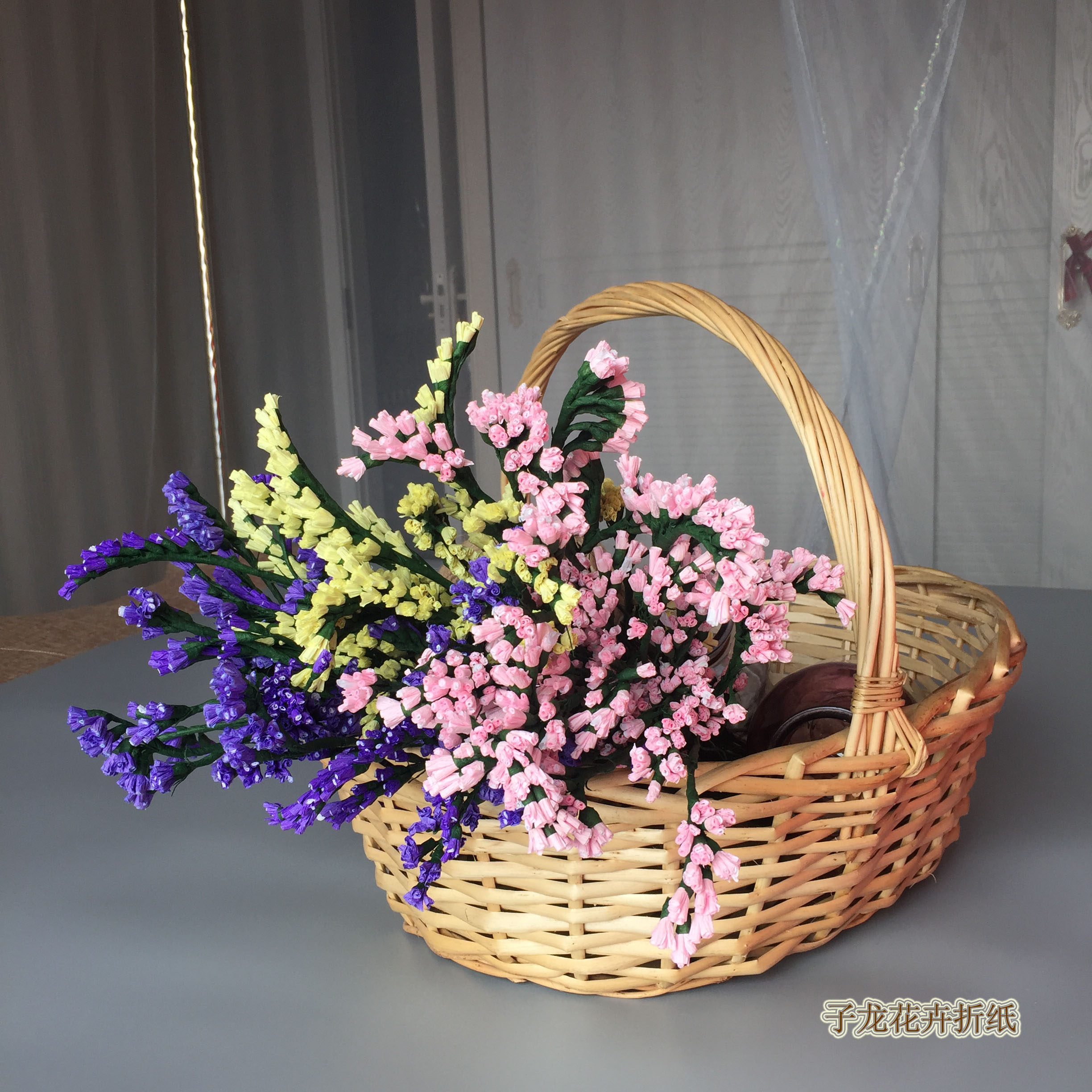 折纸花束教程简单,勿忘我皱纹纸花朵做法大全