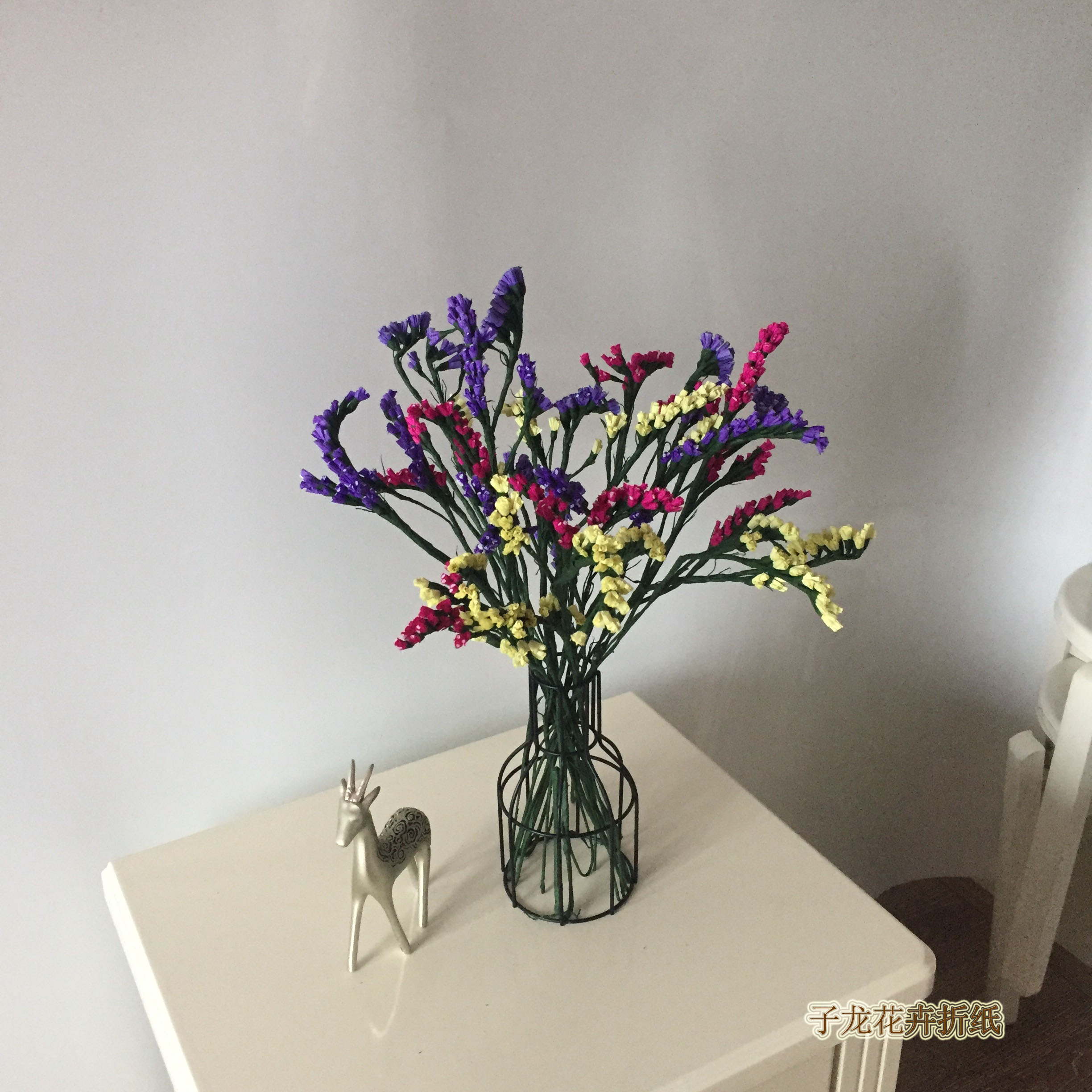 折纸花束教程简单,勿忘我皱纹纸花朵做法大全