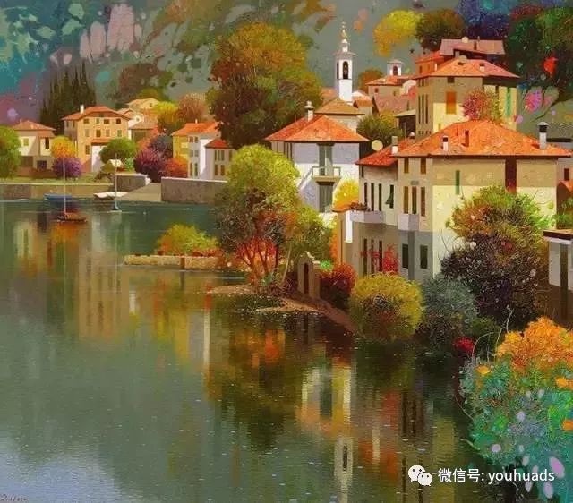 鲍勃罗斯的风景画,意大利画家fulviorinaldi水彩风景