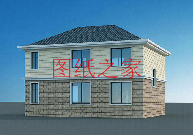 农村简约别墅宅基地,现代简约长方形二层别墅