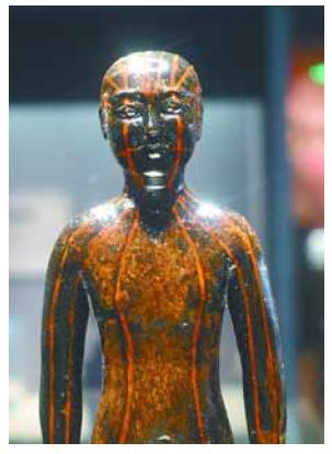 西汉人体经脉木雕模型图片,古代经络人体模型