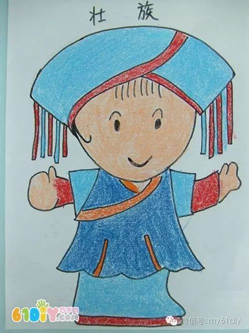 彩色少数民族儿童简笔画图片大全,五十六个民族简笔画卡通