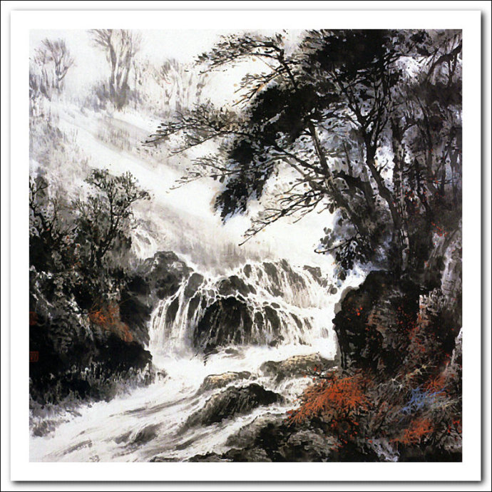 溪山山水画,溪山风骨山水图