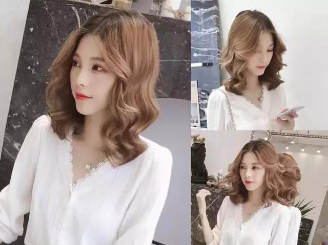 好看显瘦好打理的卷发,齐肩韩式水波纹卷发