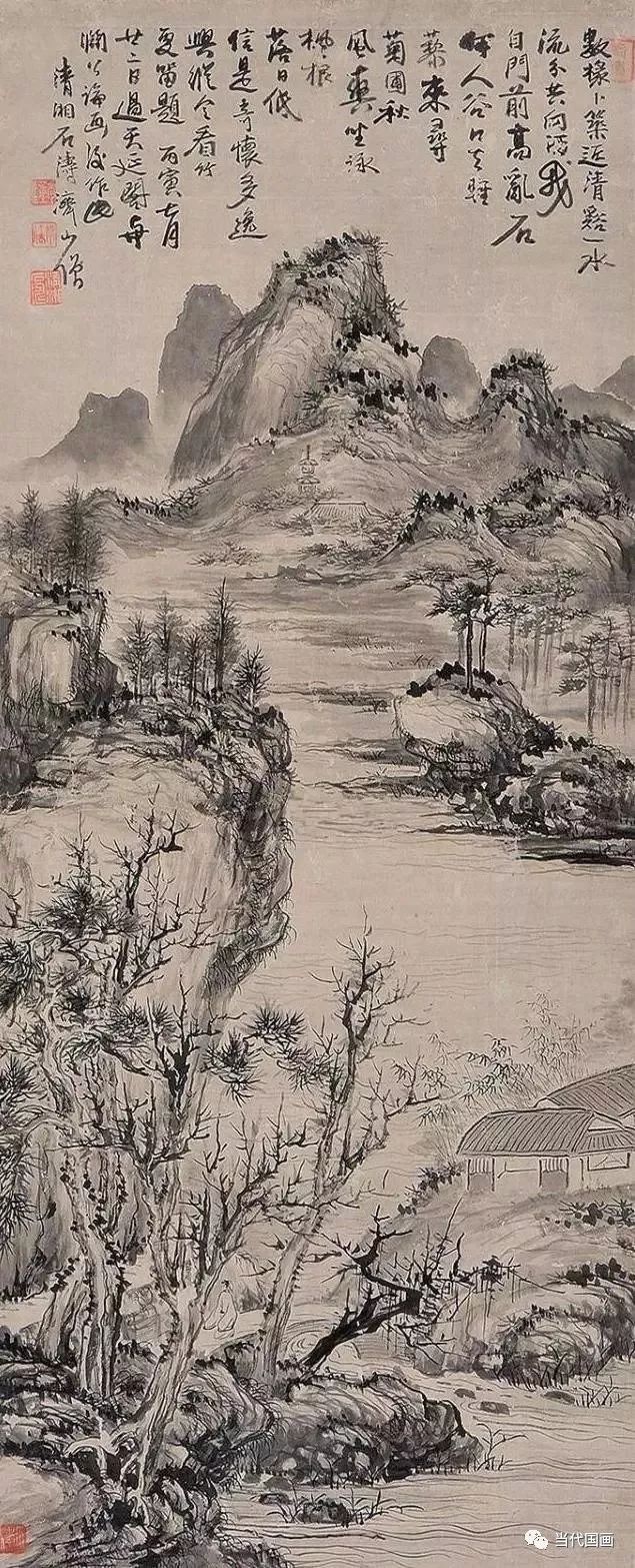 石涛山水画精品作品,石涛山水画高清大图临本