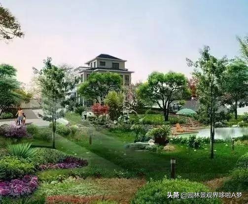 别墅庭院花园景观设计施工,别墅花园庭院布置效果图