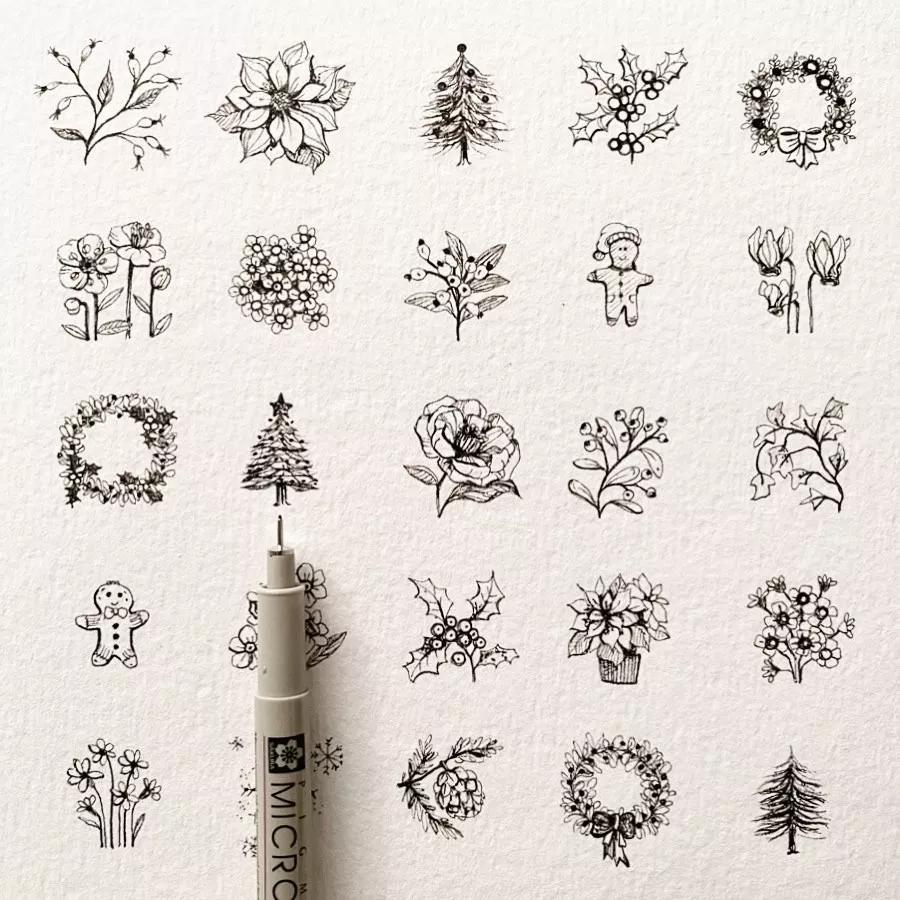 一看就懂的针管简笔画,针管笔入门手绘1000例临摹图