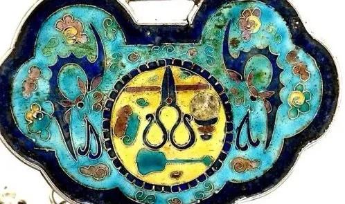 古法方形金锁,清代老银制长命锁