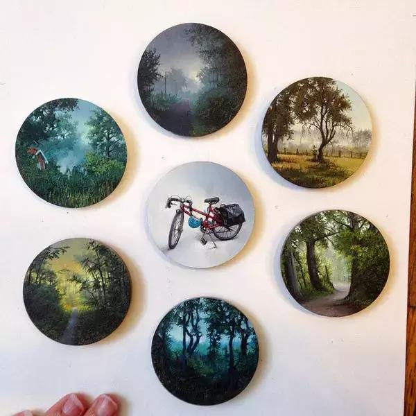 去艺术馆旅游回来画一幅画,油画风景随身带