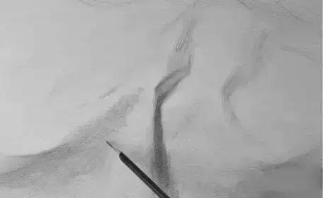 白色陶罐菊花衬布组合素描画法,素描静物白色罐子深色衬布组合