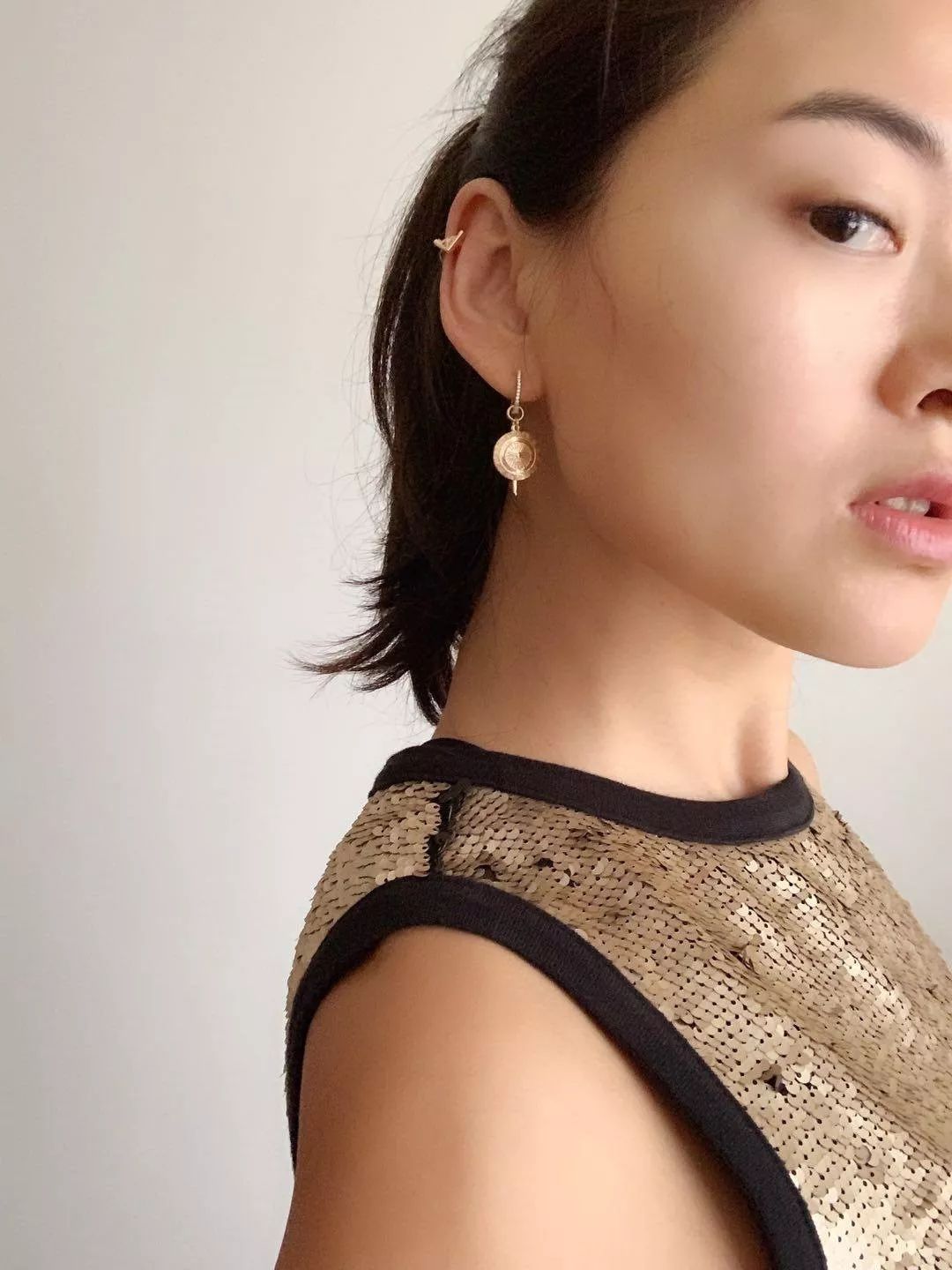 复古金重工项链,复古金项链配纯金吊坠