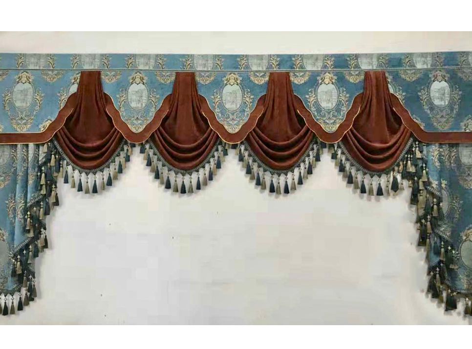 窗帘连体水波帘头制作视频,欧式风格窗帘平板水波帘头