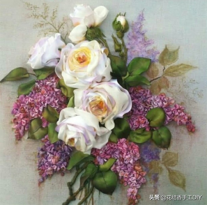 丝带绣手工刺绣,刺绣针法全针绣