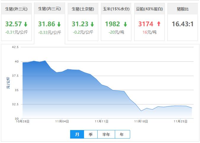 今日真实猪价11月28日猪价预测,最新猪价行情今日猪价格表2023