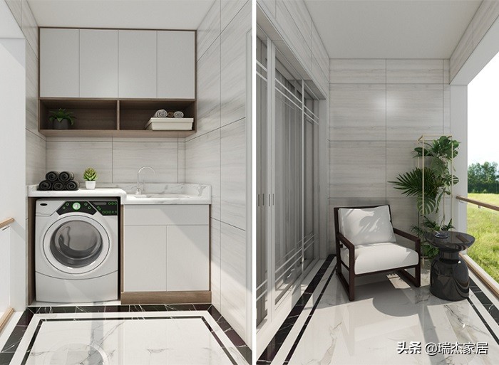 黑白对比层次分明，搭配木饰面格栅，给人一种简约纯净之美