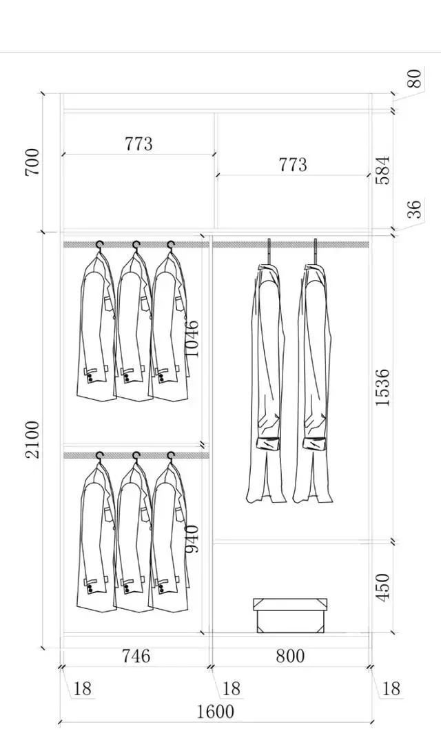 衣柜布局设计尺寸图,52公分的衣柜怎么设计