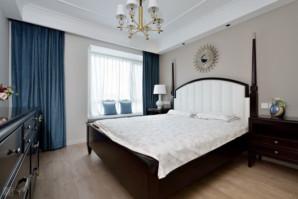 135平方米美式3房2厅精装修效果图,110平的美式风格三居清新优雅