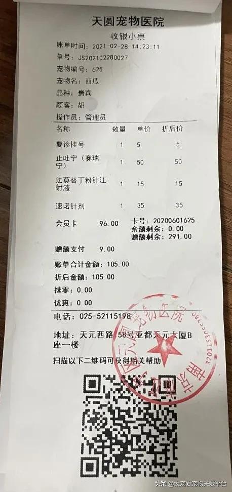 十二指肠溃疡丨太宠爱理赔案例南京天圆宠物医院