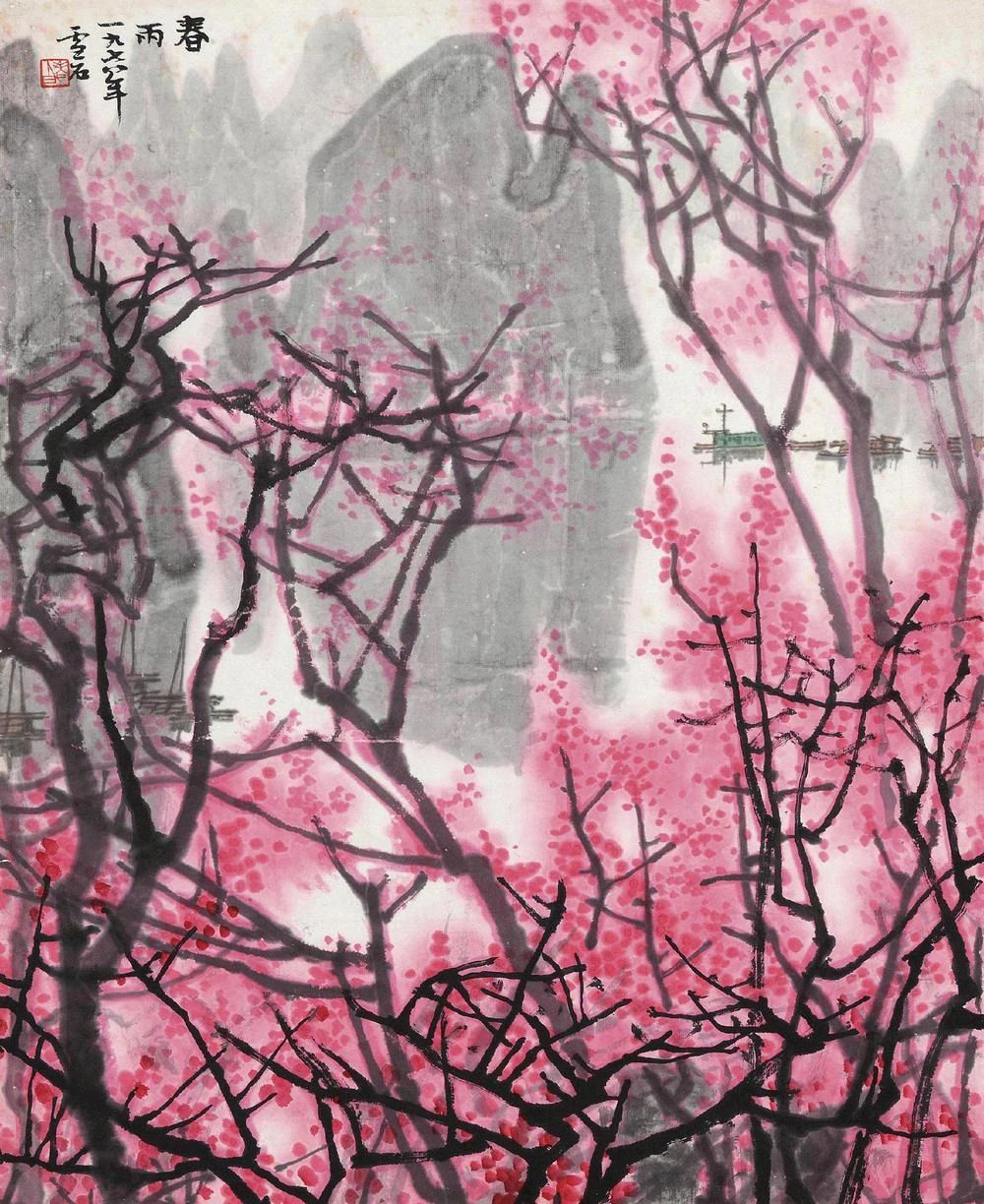 白雪石漓江山水画作品高清图片,名家笔下的漓江山水有多美