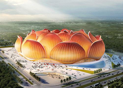 恒大新主场大玩中国风，荷花造型引热议，你打几分？