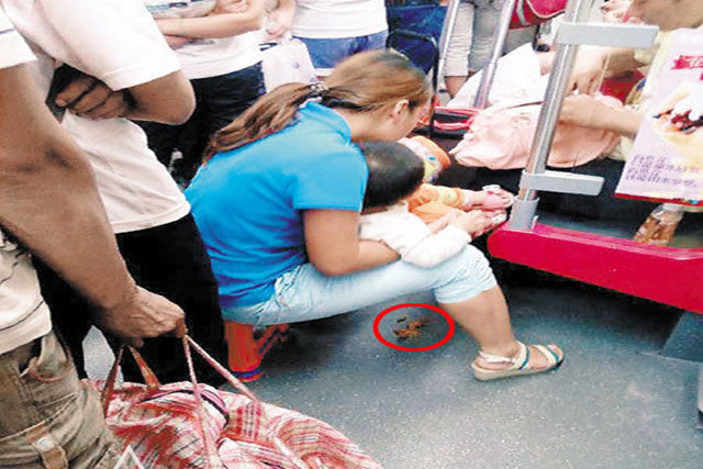 小孩在露天解决大小便,提醒家长不要让孩子随便大小便