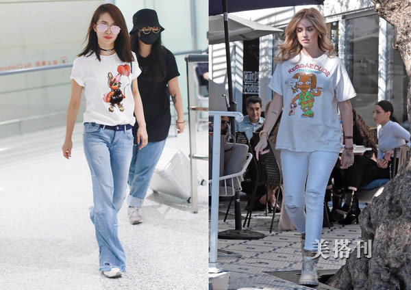 童趣印花圆领T恤衫,夏日t恤简约风穿搭图谱